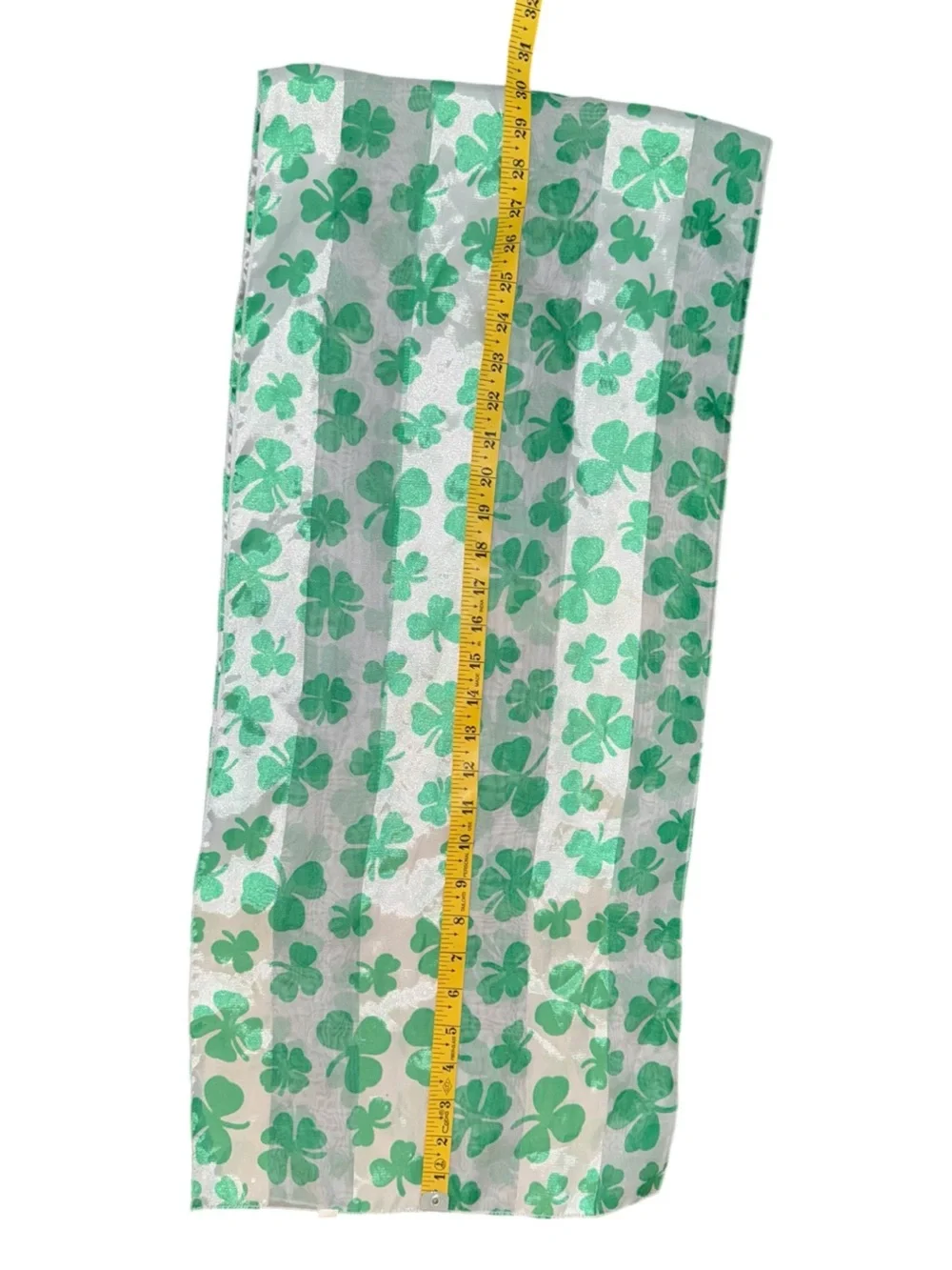 White Scarf With Green Clovers
